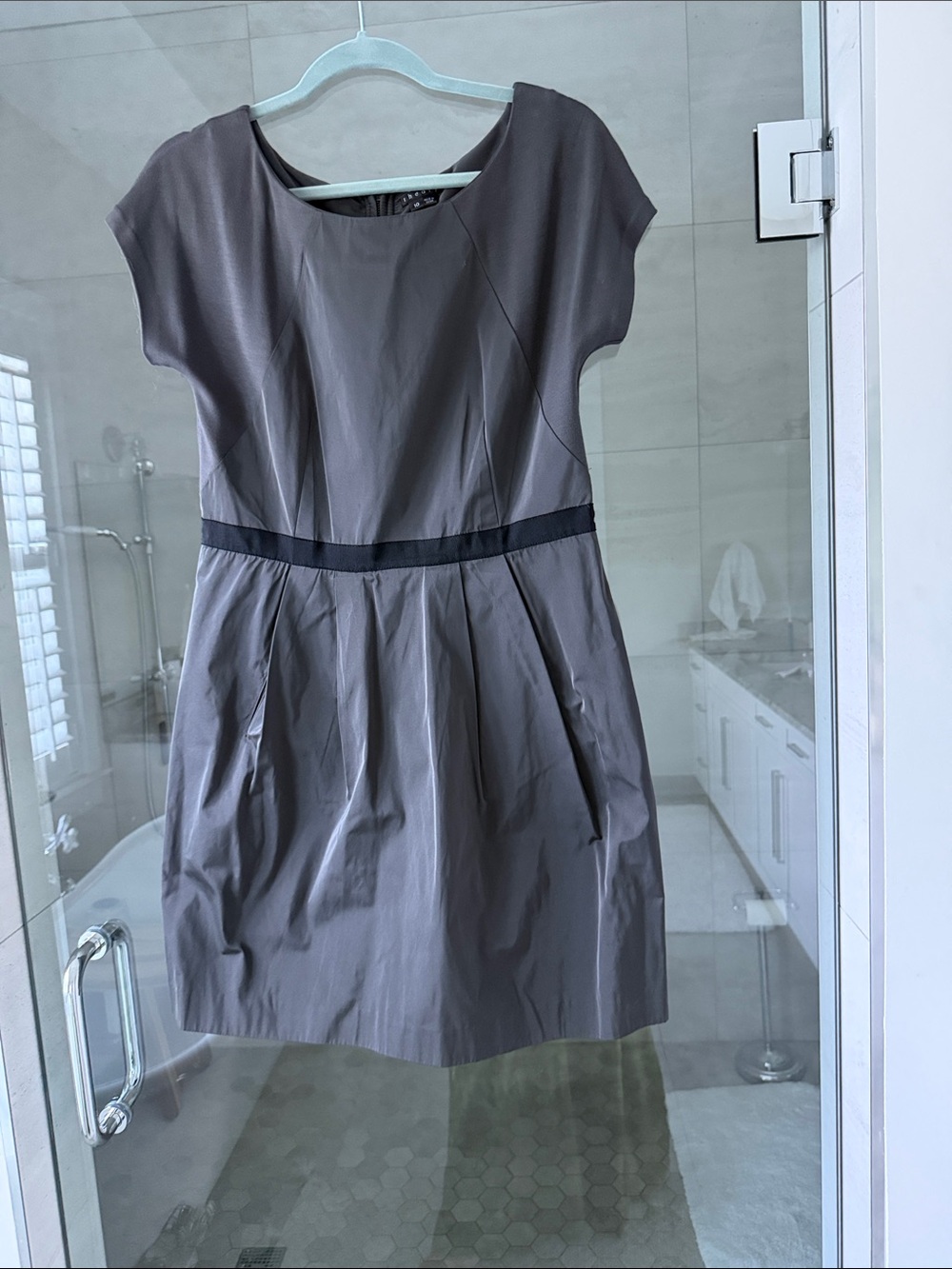 Women's Theory Jeona Gray Short-Sleeve Fit & Flare Dress